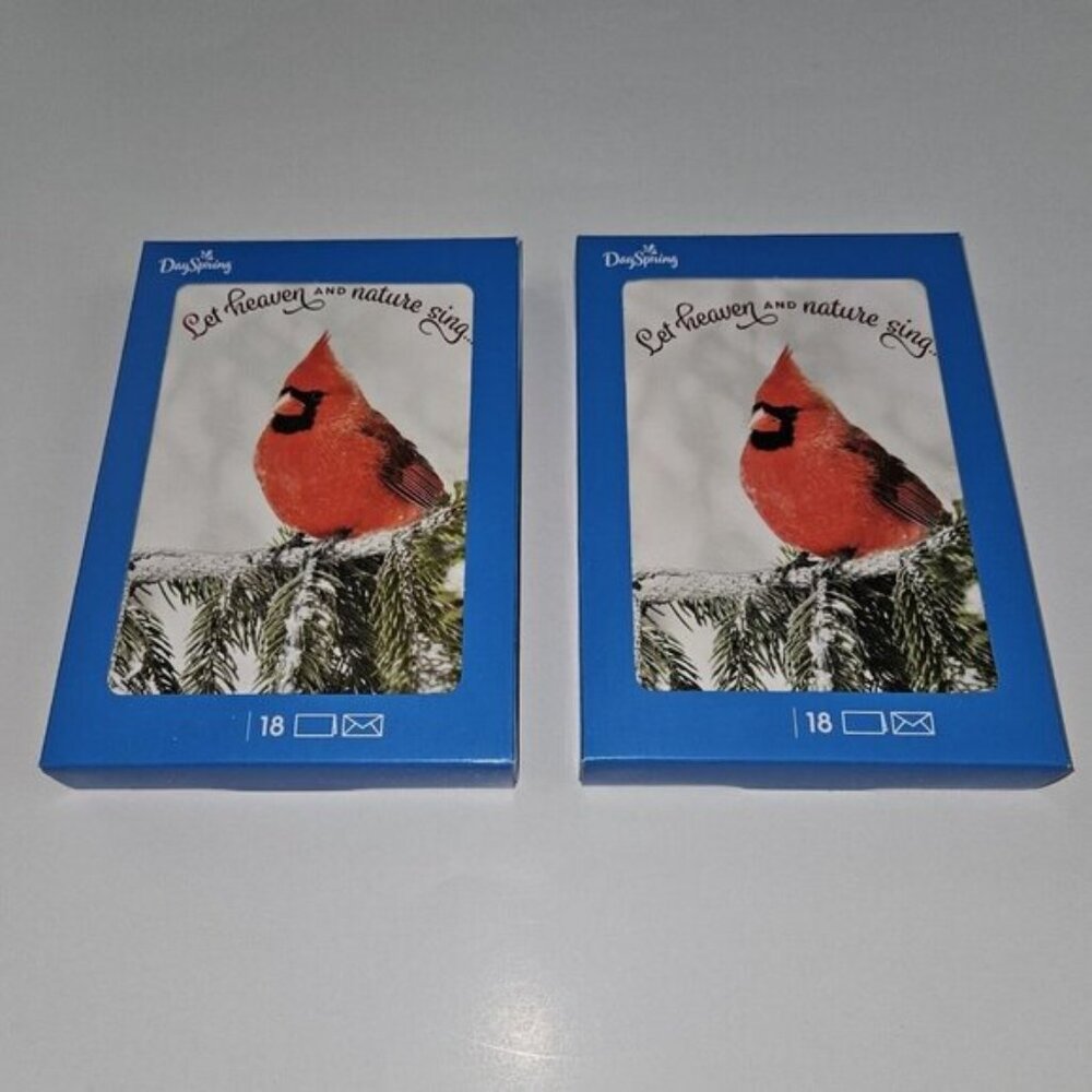 NEW 2 Box Dayspring Red Cardinal Bird Christmas Card Lot Let Heaven Nature Sing